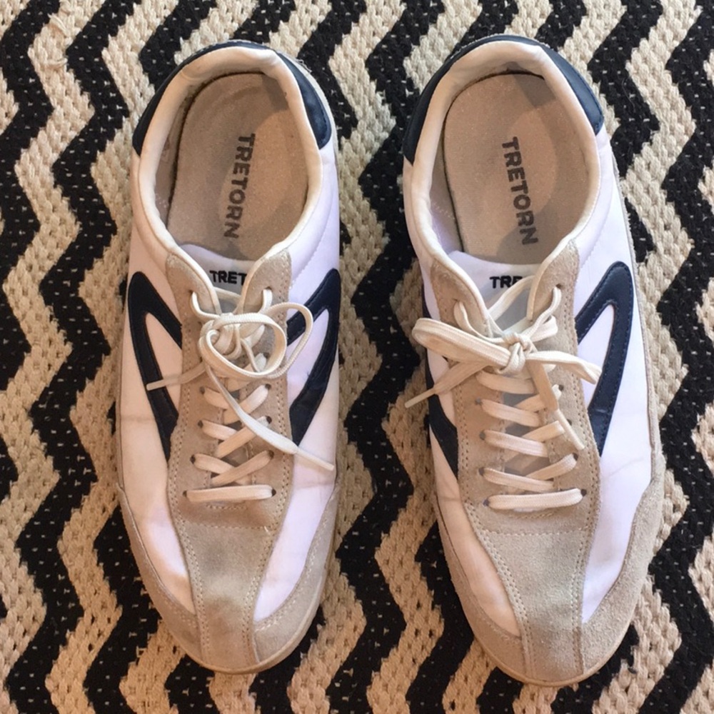 Tretorn White and Blue Athletic — gently worn